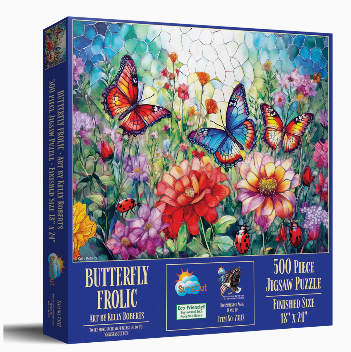 Jigsaw puzzle box with butterfly and floral design