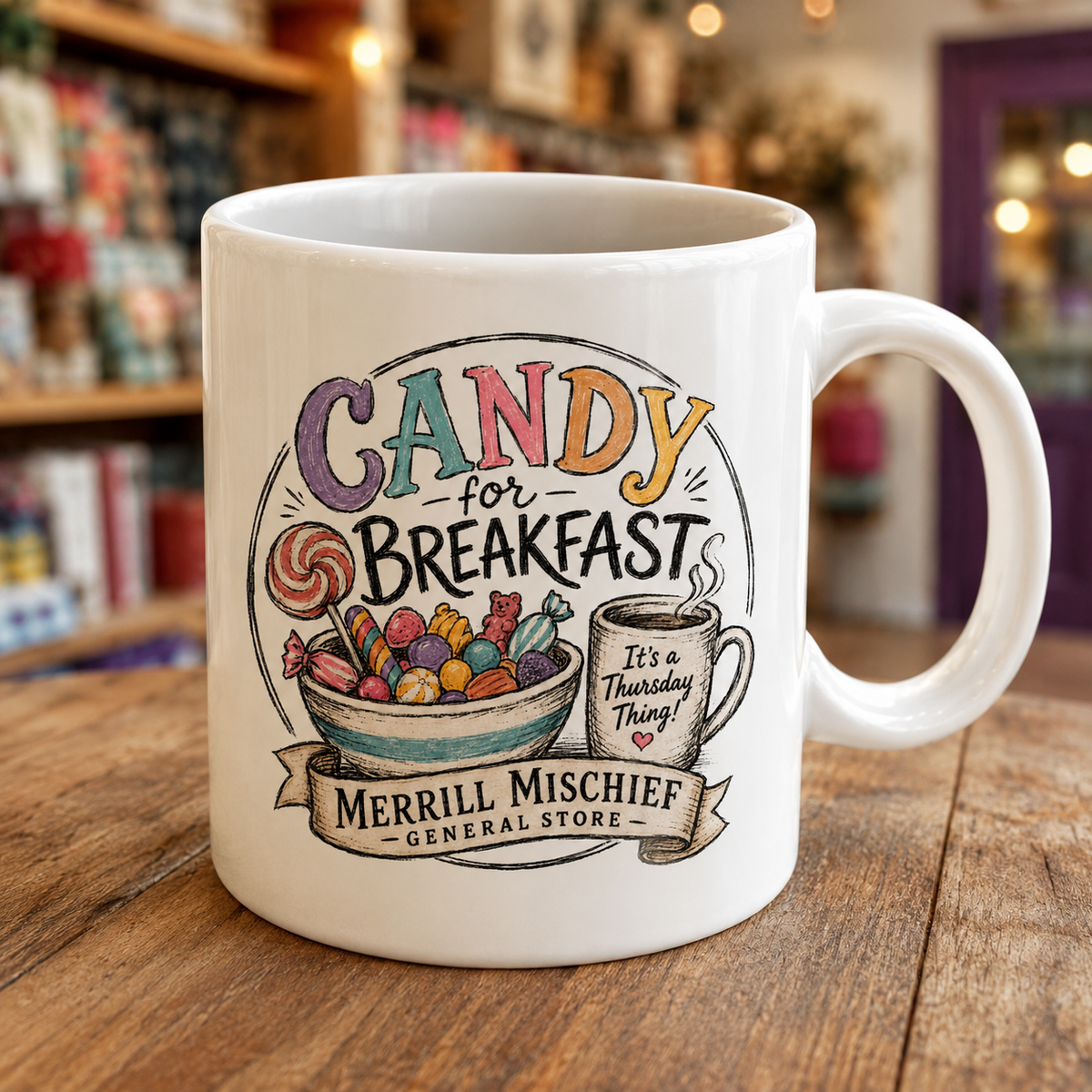 EXCLUSIVE!! Candy for Breakfast Mug - 15 oz ceramic