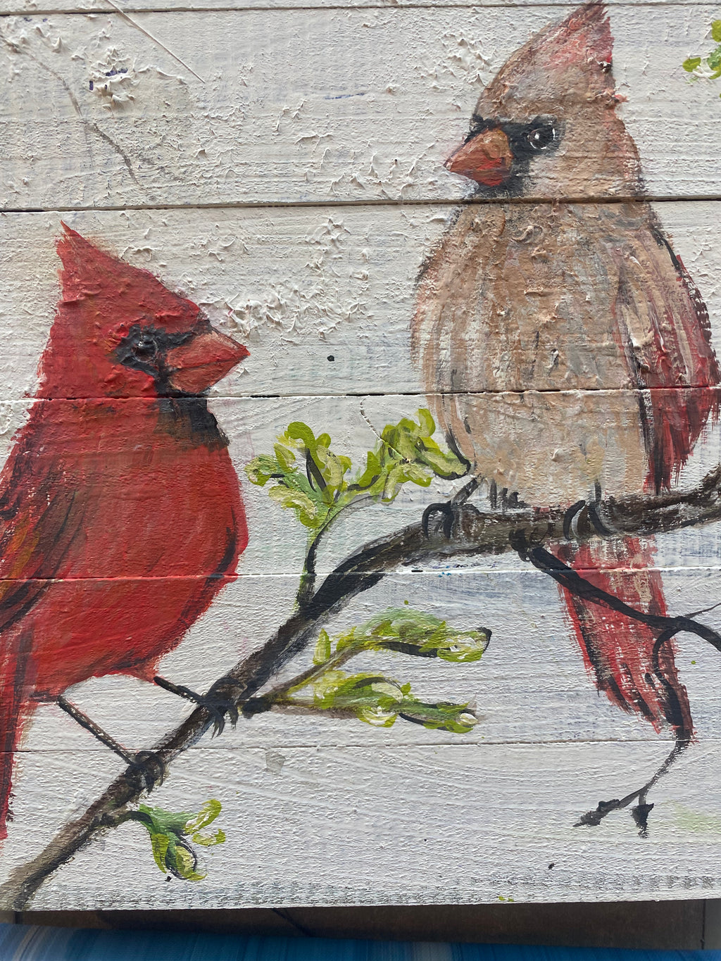 Cardinal Couple #57- Hand-painted Wooden Pallet Wall Decor