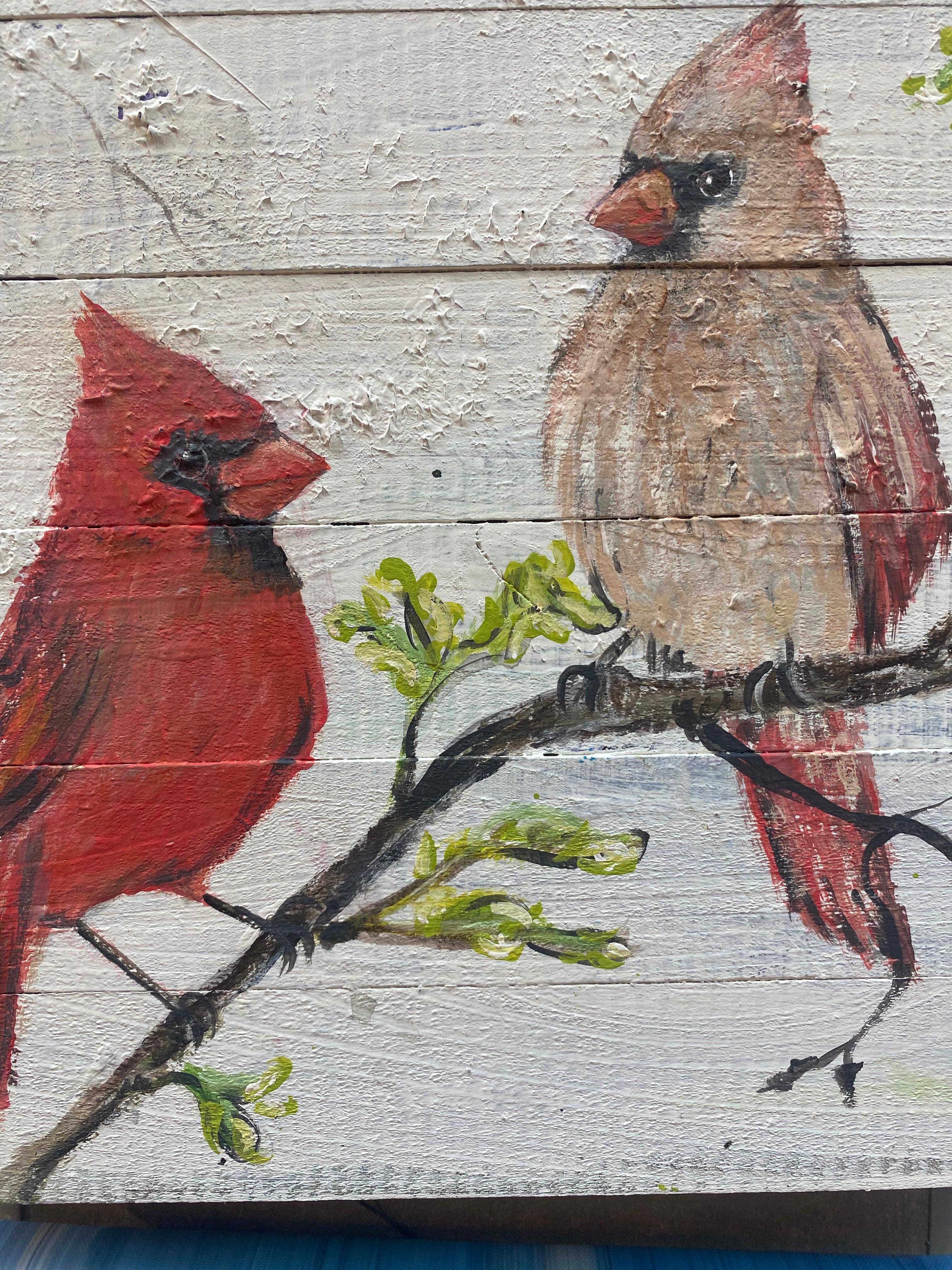 Cardinal Couple #57- Hand-painted Wooden Pallet Wall Decor