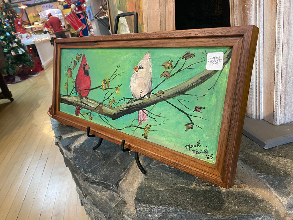 Original reclaimed wood painting “Cardinal Couple #67