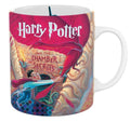 Harry Potter mug with book cover design featuring a red dragon and text.