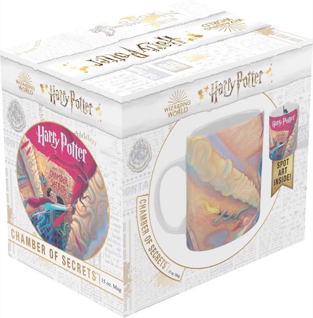 Harry Potter-themed mug packaging with colorful design and text