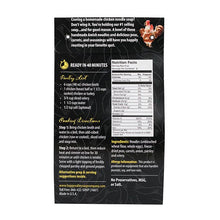 Load image into Gallery viewer, Back of a chicken noodle soup package with text, nutrition facts, and ingredients.
