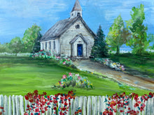 Load image into Gallery viewer, Country Church reclaimed wood painting
