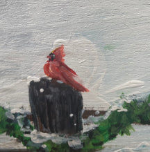 Load image into Gallery viewer, Christmas Barn with Winter Birds - Original Framed Artwork on Reclaimed Wood
