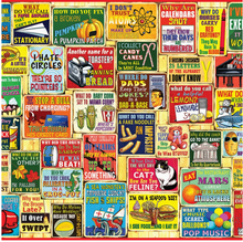 Load image into Gallery viewer, Collage of various colorful posters with text and graphics on a multicolored background
