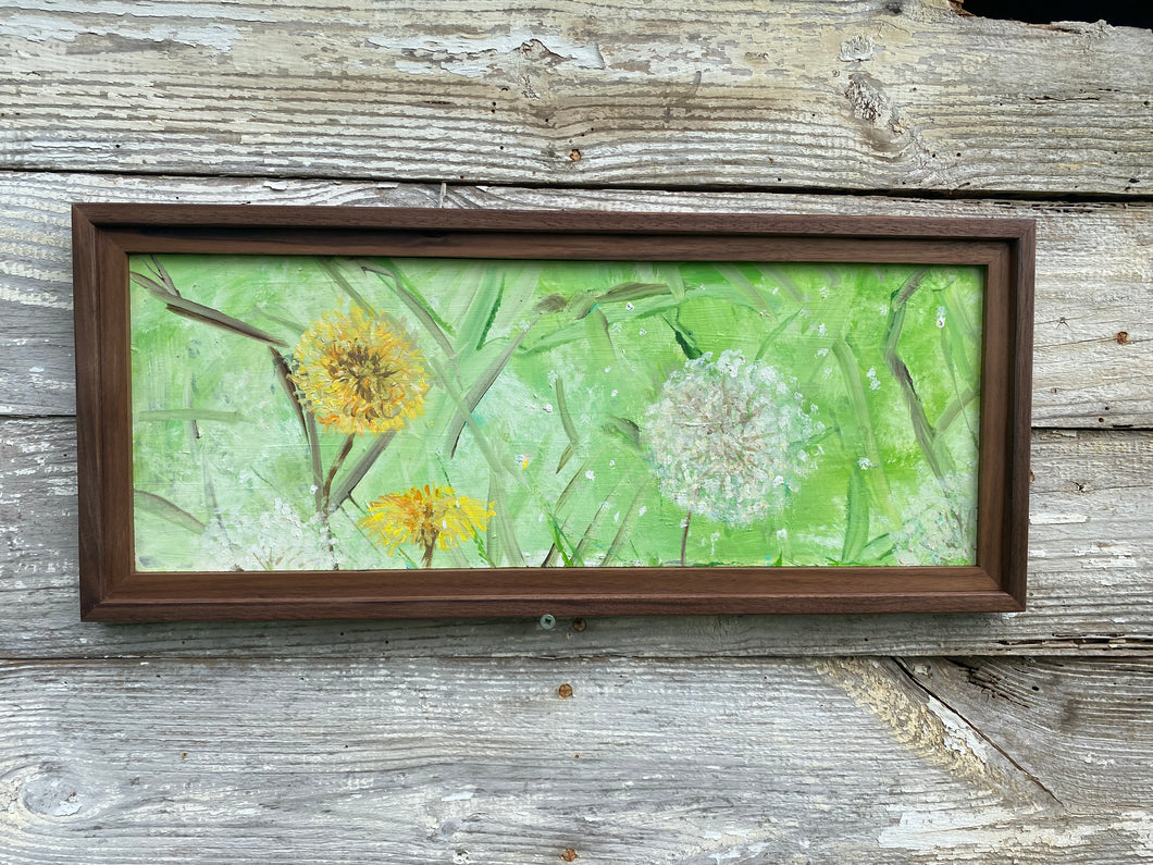 Dandelions #5. Original Reclaimed Pallet Wood Painting