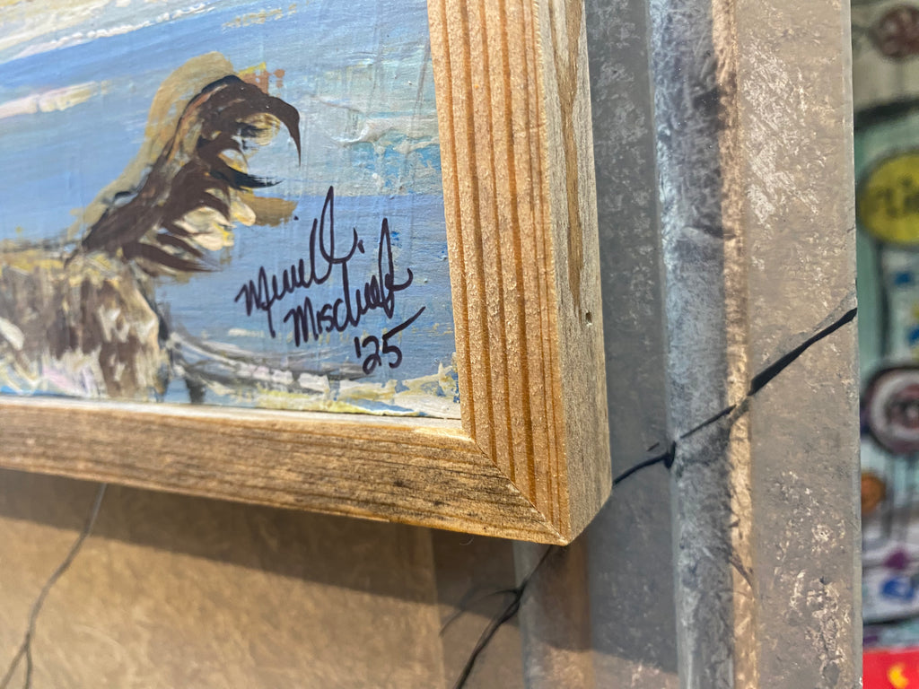 Original reclaimed wood painting  - Dogs in the Surf