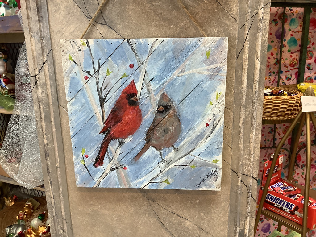 Cardinal Couple #56 - Hand-painted Wooden Pallet Wall Decor