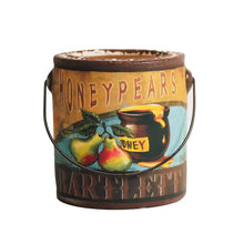 Load image into Gallery viewer, Vintage-style metal pail with 'Honeypears' branding on a white background
