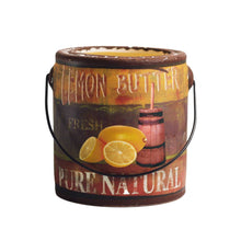 Load image into Gallery viewer, Decorative container with lemon design and text on a white background
