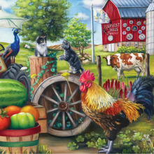 Load image into Gallery viewer, Colorful farm scene with animals and a barn in the background

