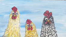 Load image into Gallery viewer, Funny Chickens #14 - Original painting on reclaimed wood
