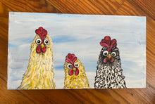 Load image into Gallery viewer, Funny Chickens #14 - Original painting on reclaimed wood
