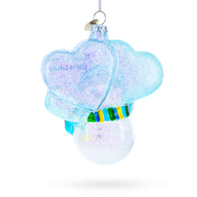 Load image into Gallery viewer, Glass snowman ornament with &#39;Baby&#39;s First Christmas&#39; text on a white background back view
