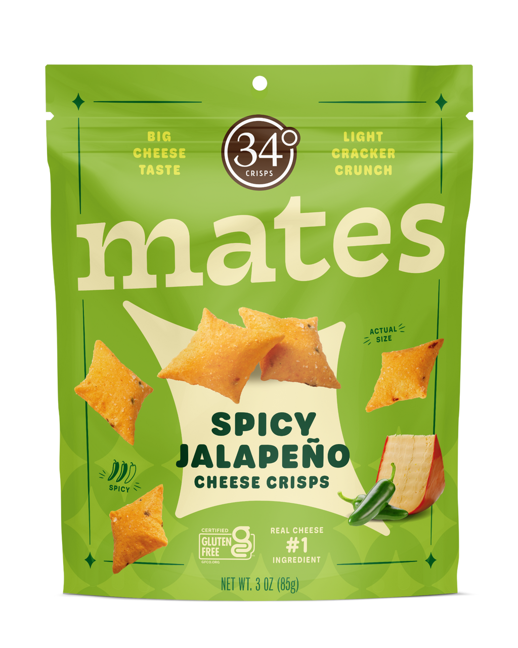Gluten Free Spicy Jalapeno Mates Cheese Crisps-