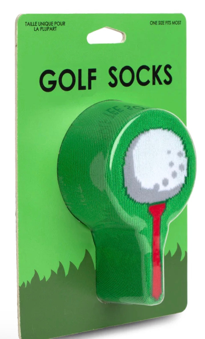 side view 3D package of golf themed socks