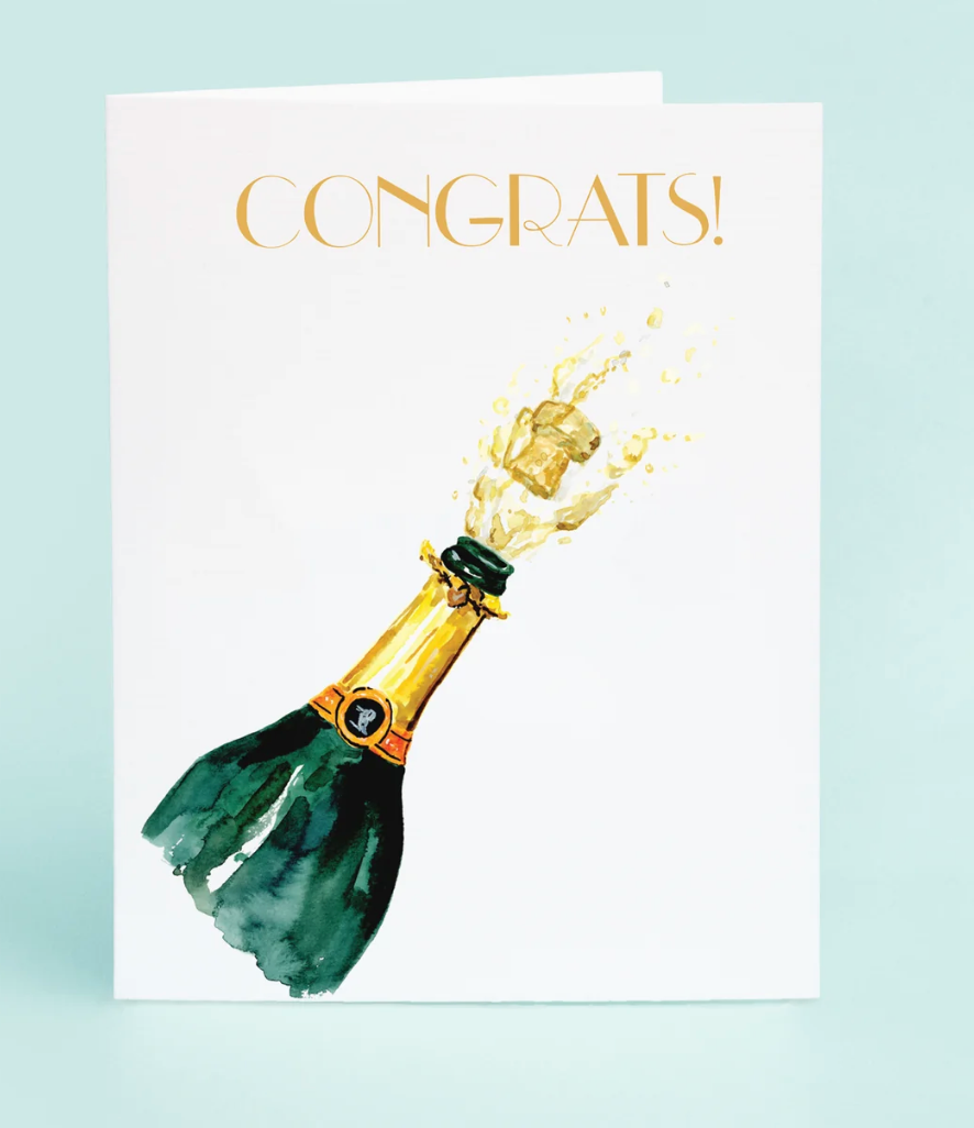 card with Champgne bottle