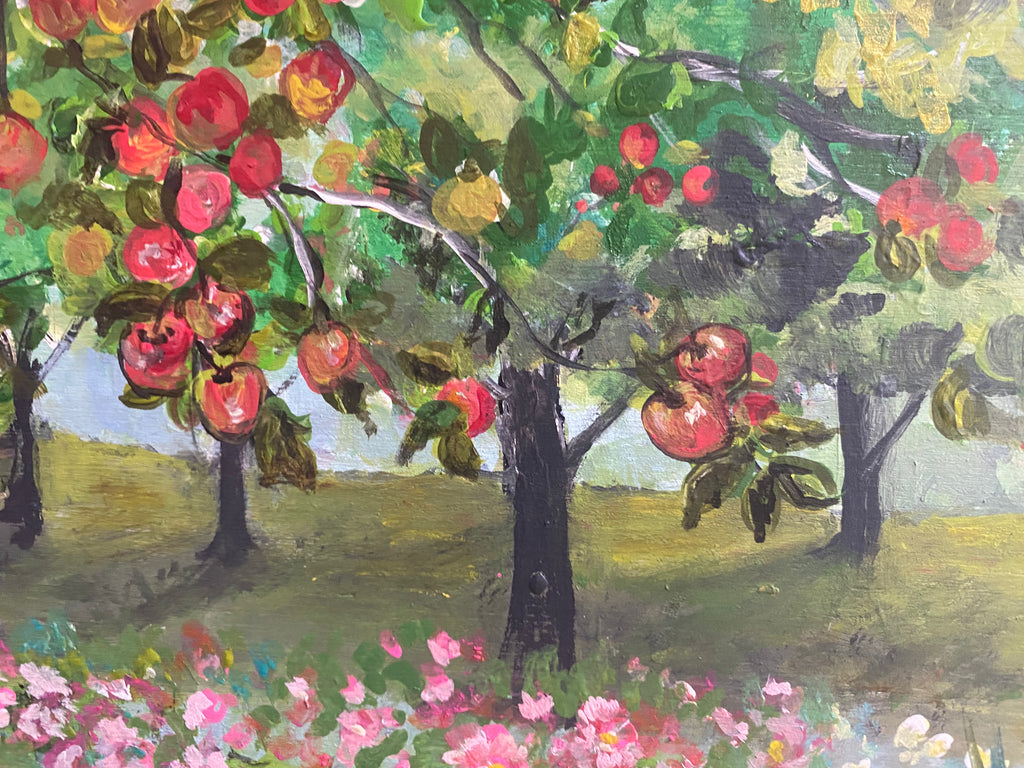 Apple Tree Farm - Original Framed Painting on Reclaimed Wood