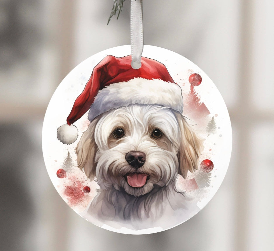 Watercolor Dog Ornament - Maltese