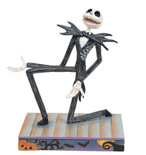Load image into Gallery viewer, Skeleton figure on a striped platform with Halloween-themed design

