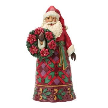 Jim Shore - Santa w/ Wreath and Poinsettia