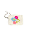 Keychain Pouch - Spring Flowers in Bloom - White