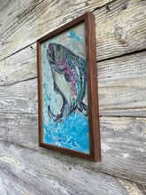 Load image into Gallery viewer, LeapingTrout #6. Original painting on reclaimed wood
