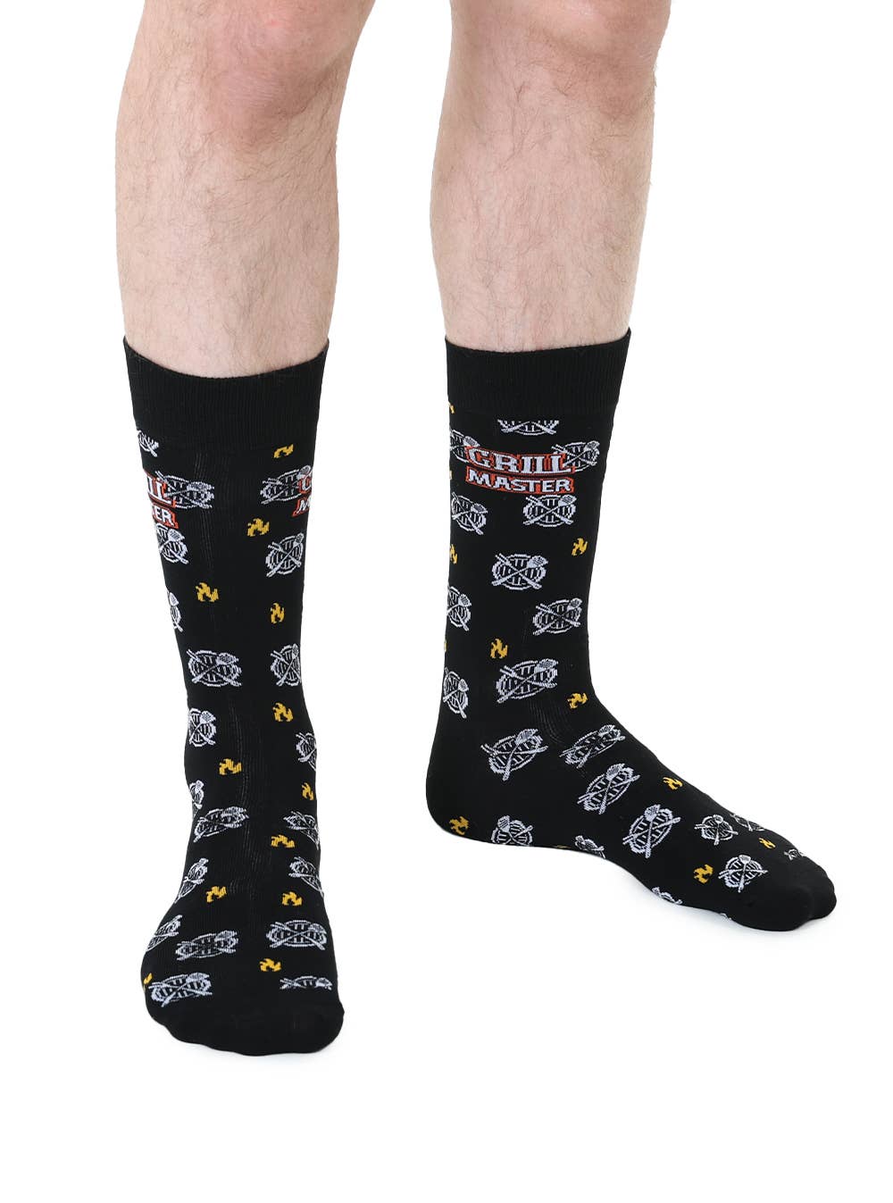 Men's Bamboo Crew Socks - "Grill Master" - Black
