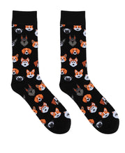 Load image into Gallery viewer, Black socks with dog pattern on a white background
