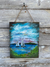 Load image into Gallery viewer, Sailing at Sunrise - Hand-painted Wooden Pallet Wood Wall Decor

