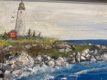 Load image into Gallery viewer, Lighthouse #45 - Original framed artwork on reclaimed wood

