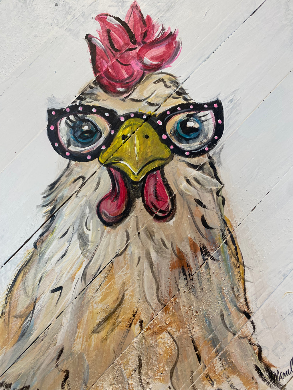Classy Chick - Original painting on pallet wood decor