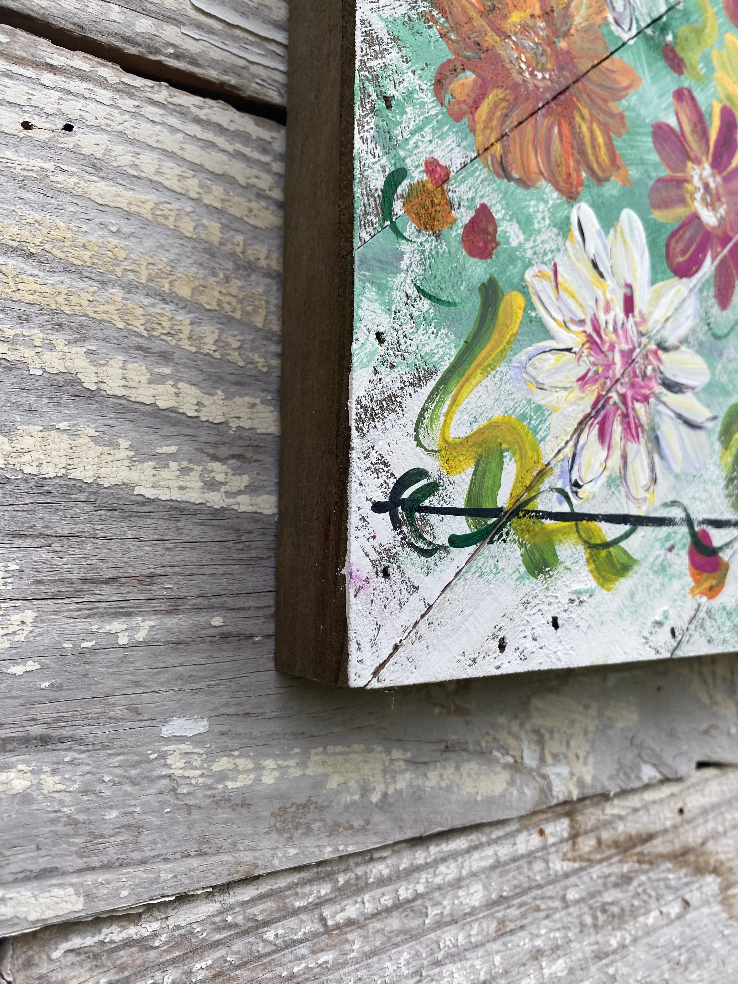 Seed Packet Cosmos- Hand-painted Wooden Square Pallet Wood Wall Decor