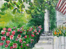 Load image into Gallery viewer, Cottage with Flag #2. Original reclaimed wood painting.
