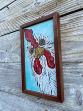 Load image into Gallery viewer, Curious Chicken #7 reclaimed wood painting
