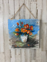 Load image into Gallery viewer, Fall Flowers - Hand-painted Wooden Square Pallet Wood Wall Decor
