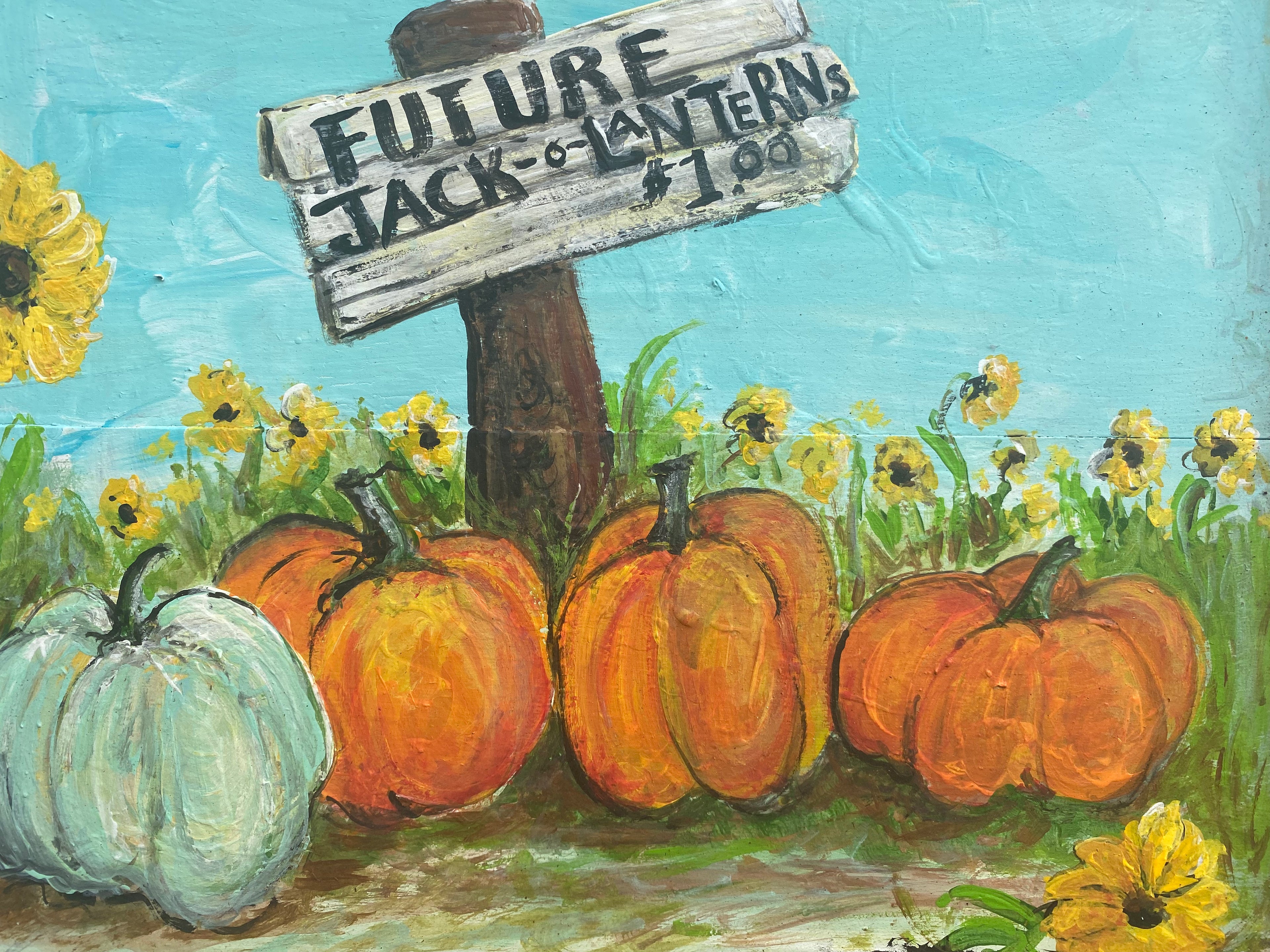 Future Jack-o-Lanterns - original reclaimed wood painting