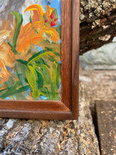 Load image into Gallery viewer, Original reclaimed wood painting Golden with Lillies
