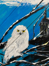 Load image into Gallery viewer, HP  Inspired Artwork Wizarding Owl- Hand-painted Wooden Square Pallet Wood Wall Decor
