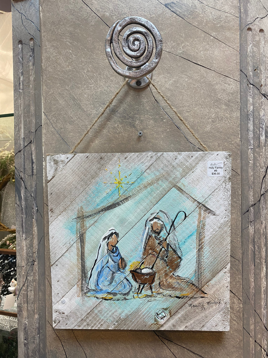 Holy Family (5) - Hand-painted Wooden Square Pallet Wood Wall Decor