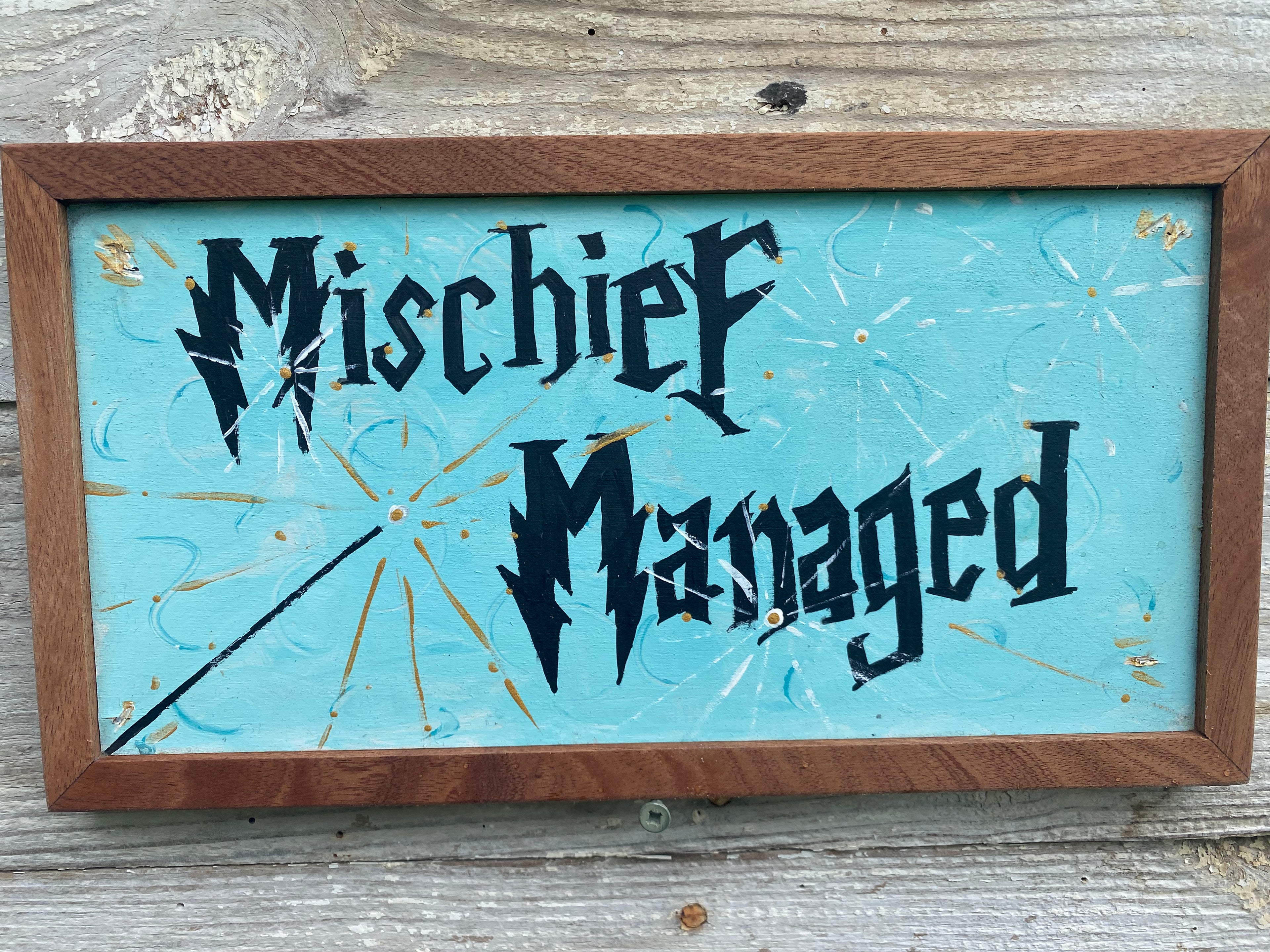 Mischief Managed Hand-painted Framed Sign