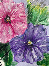 Load image into Gallery viewer, Seed Packet Petunias- Hand-painted Wooden Square Pallet Wood Wall Decor

