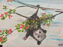 Load image into Gallery viewer, &quot;Hanging Out&quot; reclaimed wood painting of a possum
