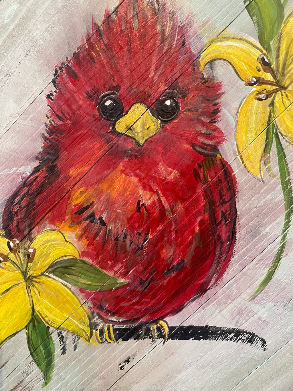 Pudgy Baby Red Bird-painted Wooden Square Pallet Wood Wall Decor