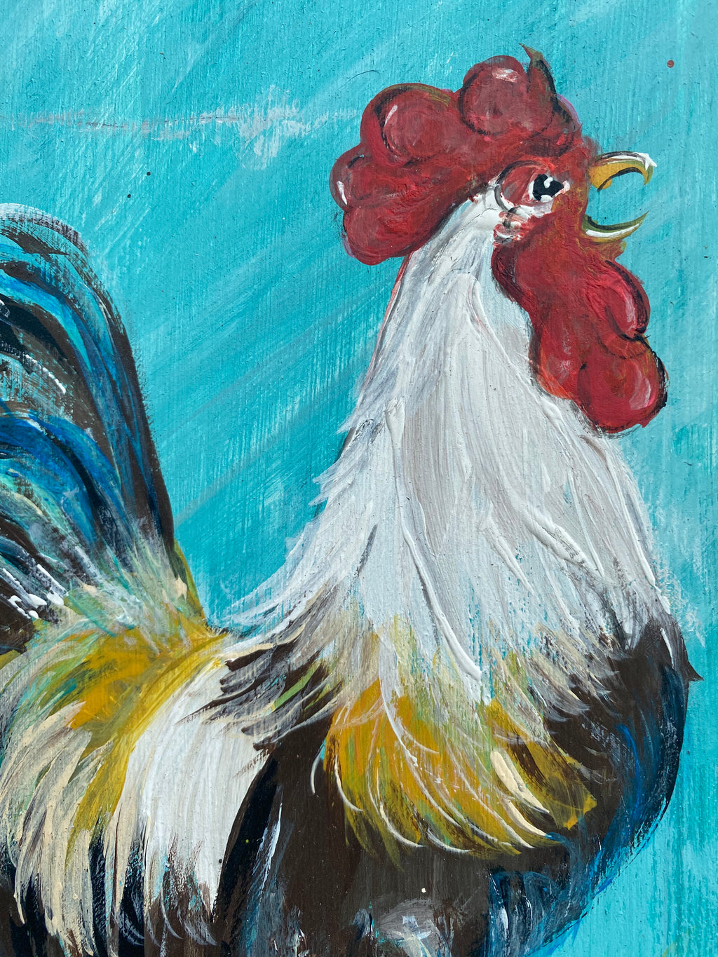Rooster #23 Original Framed Painting on Reclaimed Wood