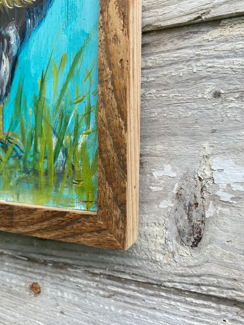 Rooster #23 Original Framed Painting on Reclaimed Wood
