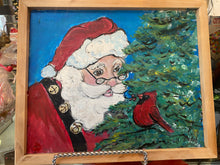 Load image into Gallery viewer, Original reclaimed wood painting  - Santa and Cardinal
