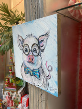 Load image into Gallery viewer, Studious Pig - Original painting on pallet wood decor

